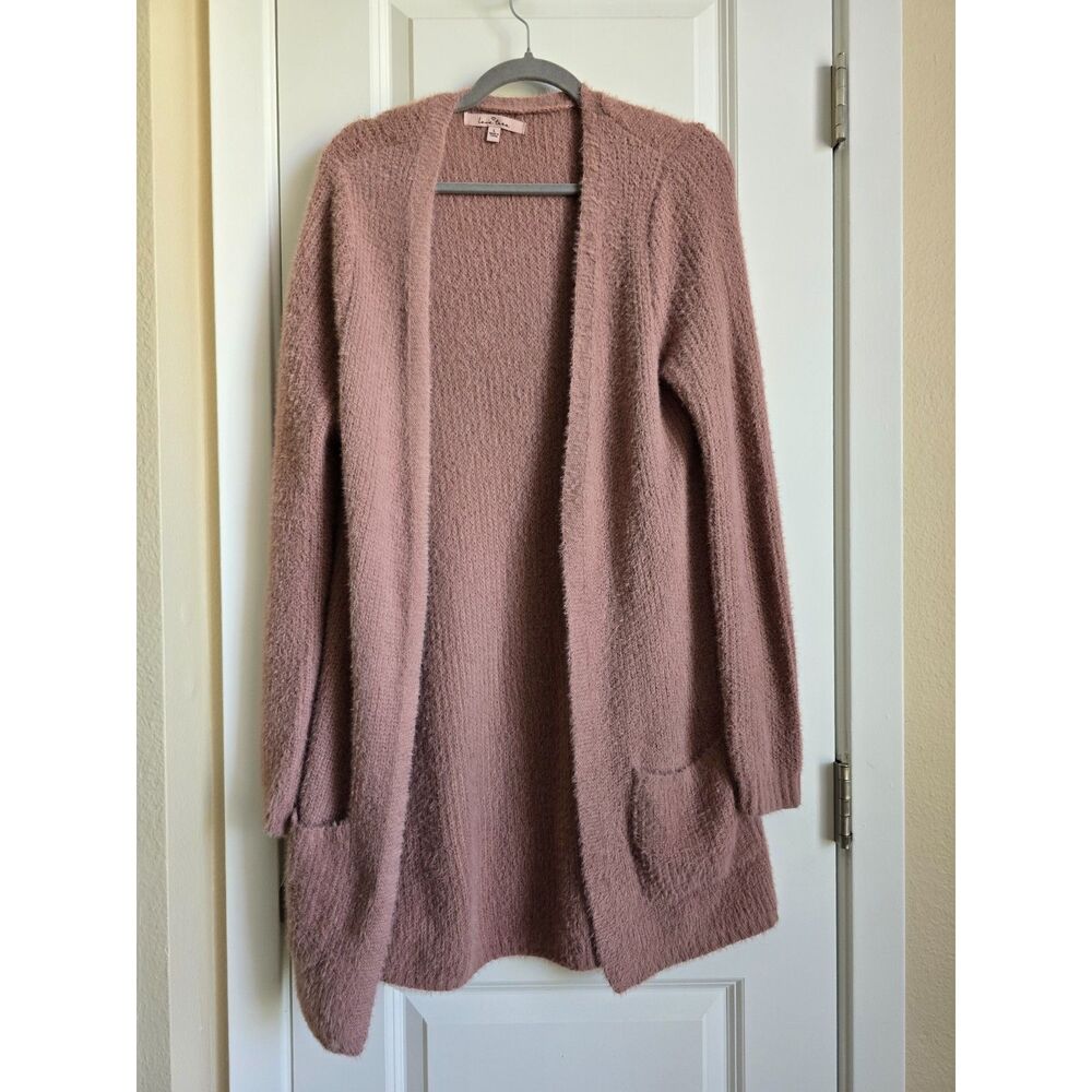Love Stitch Mauve Fuzzy Knit Cardigan Size L